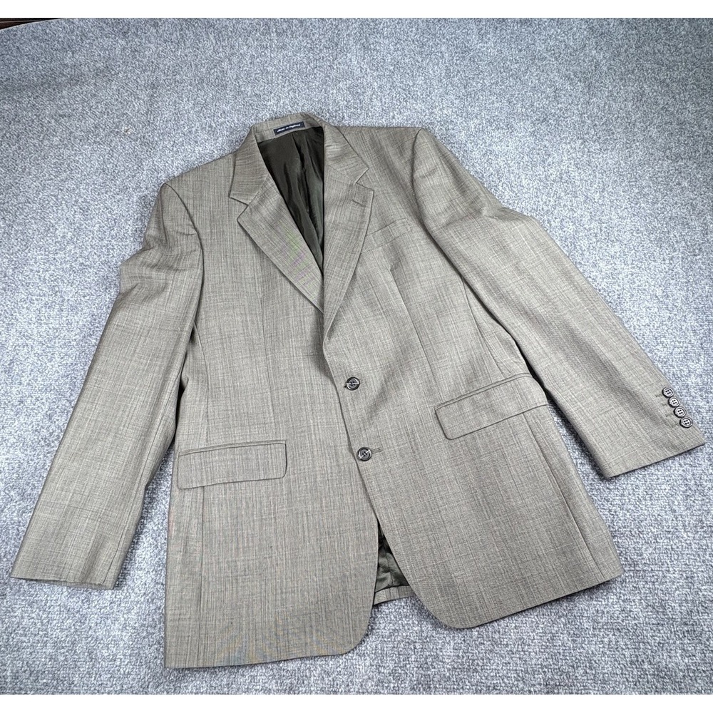 Vintage 90s Today's Man Sport Coat Blazer 42L Brown‎ Wool Plaid England Classic